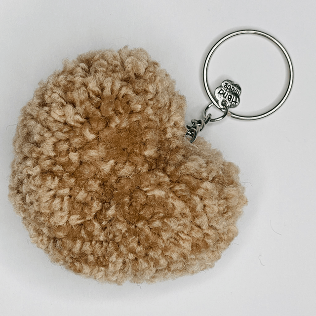 Ours Brun - Porte-clé pompon coeur - L
