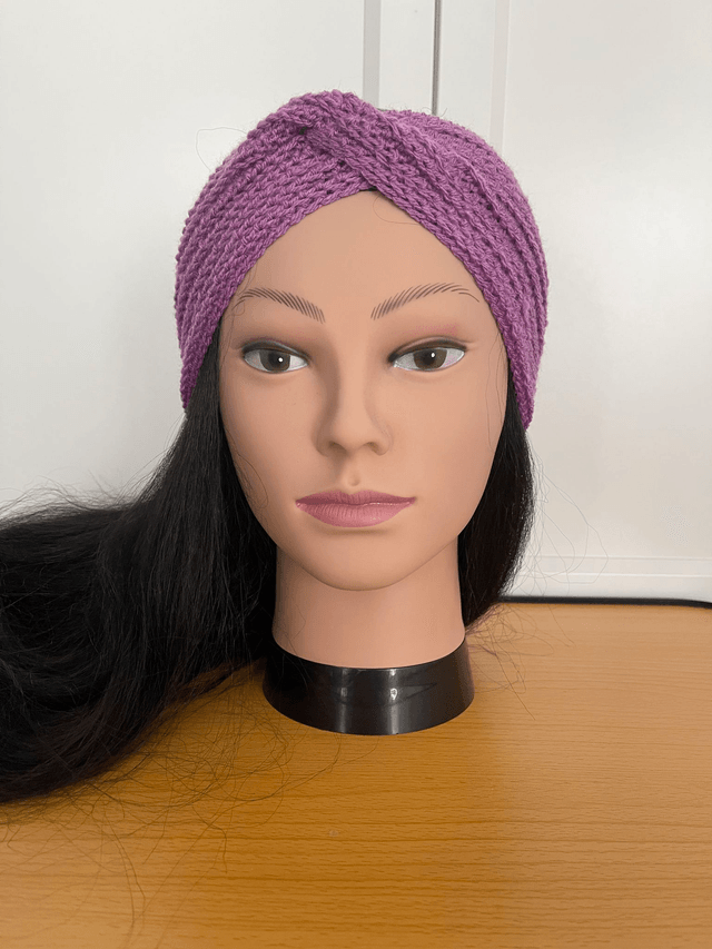 Bandeau torsadé mauve - Jocelyne - taille unique