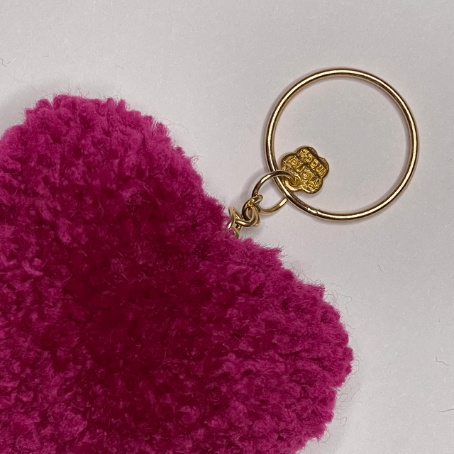  Framboisine - Porte-clé pompon coeur - L