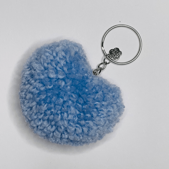 Dreamy Blue - Porte-clé pompon coeur - L 