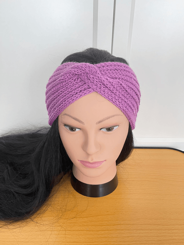 Bandeau torsadé mauve - Jocelyne - taille unique