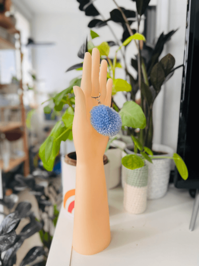 Dreamy Blue - Porte-clé pompon coeur - L 