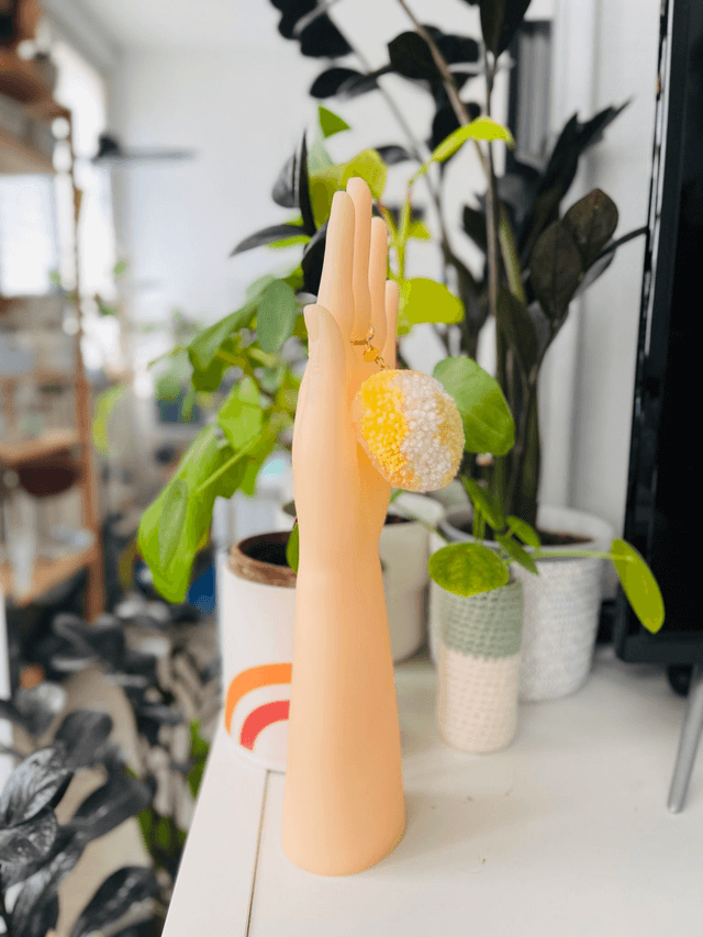 Limonade - Porte-clé pompon cœur - L 