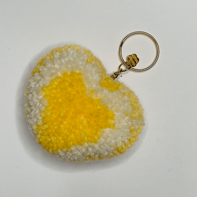 Limonade - Porte-clé pompon cœur - L 