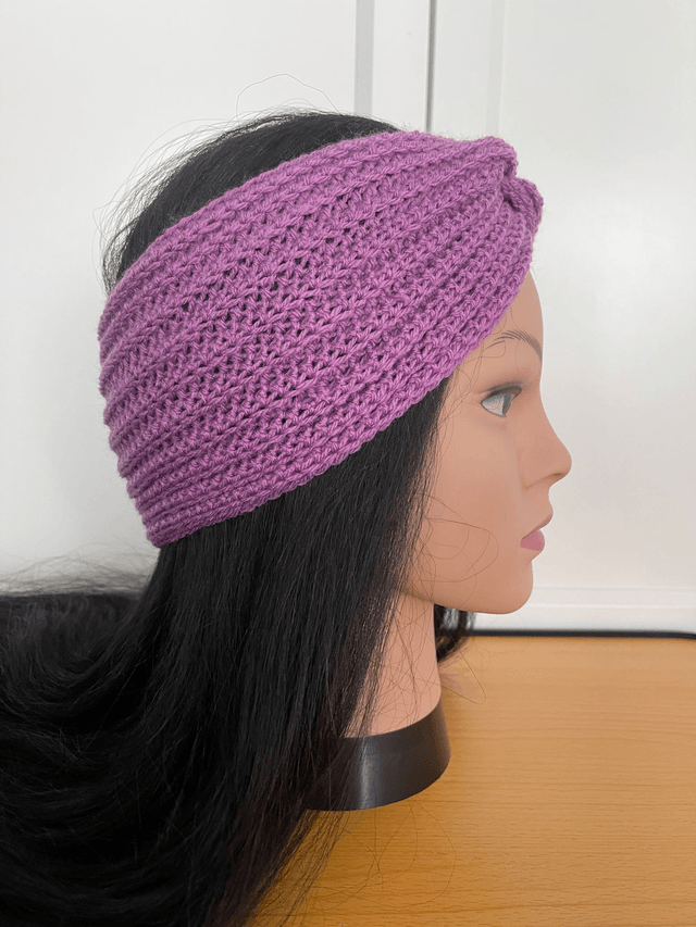 Bandeau torsadé mauve - Jocelyne - taille unique